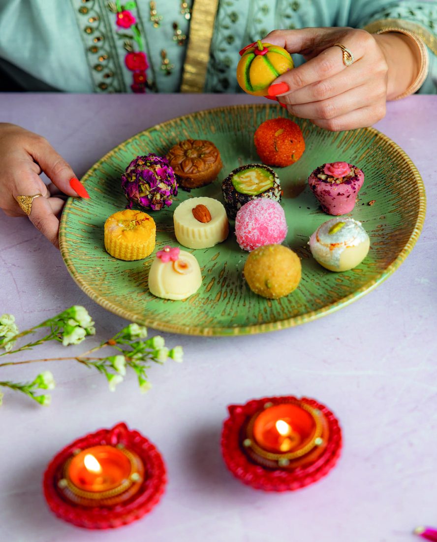 India Palace Diwali mithai on a brass plate